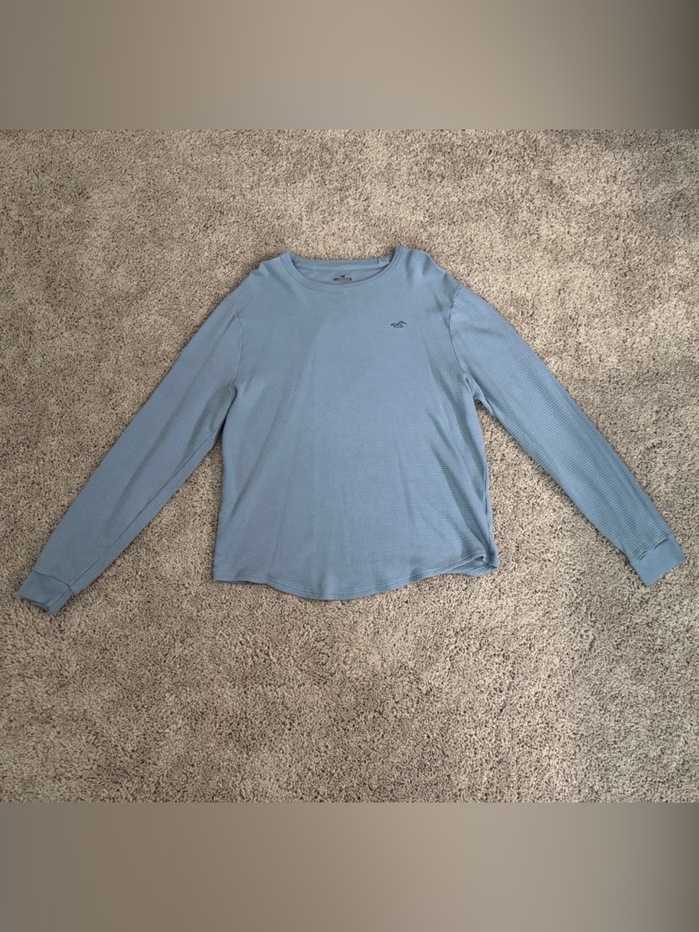Hollister Sky Blue Long Sleeve Waffle Crew Tee